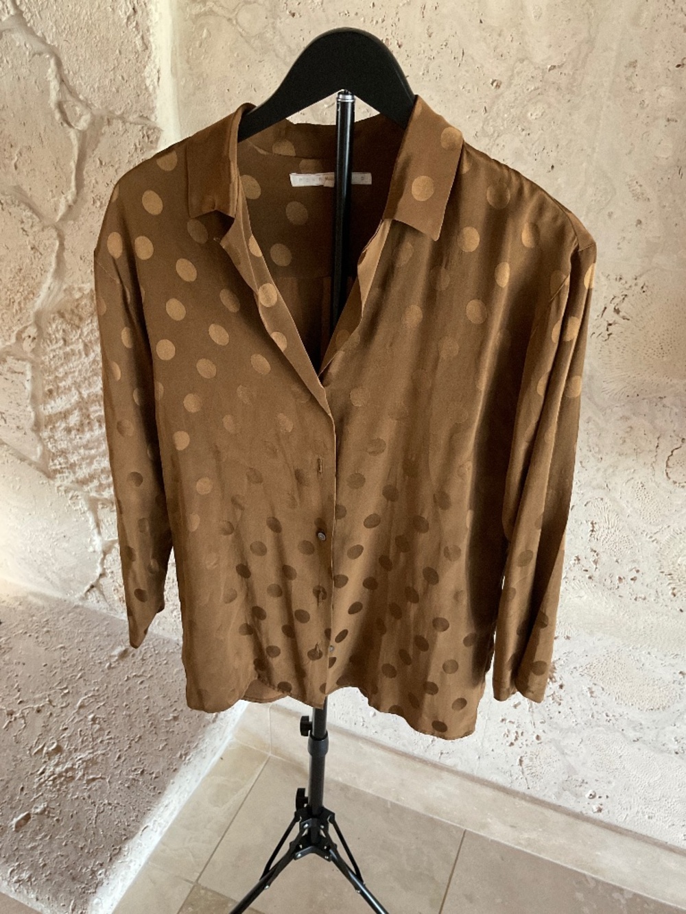 Perry Ellis Vintage Brown Silk blouse Size 4